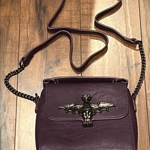 Disney Parks Haunted Mansion Purple Bat Stanchion Crossbody Purse Bag